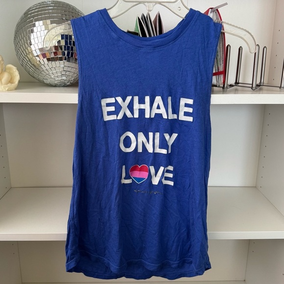 SPIRITUAL GANGSTER Exhale Only Love Blue Muscle Tank - Picture 3 of 4
